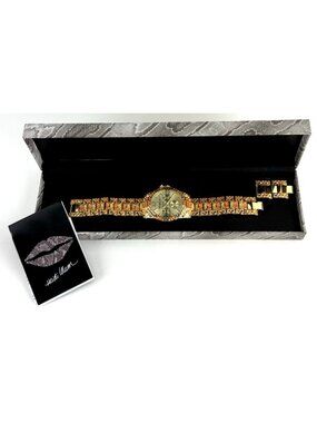 Heidi Klum Wildlife Mosaic Bracelet Watch 36mm Quartz Day Date New In Box